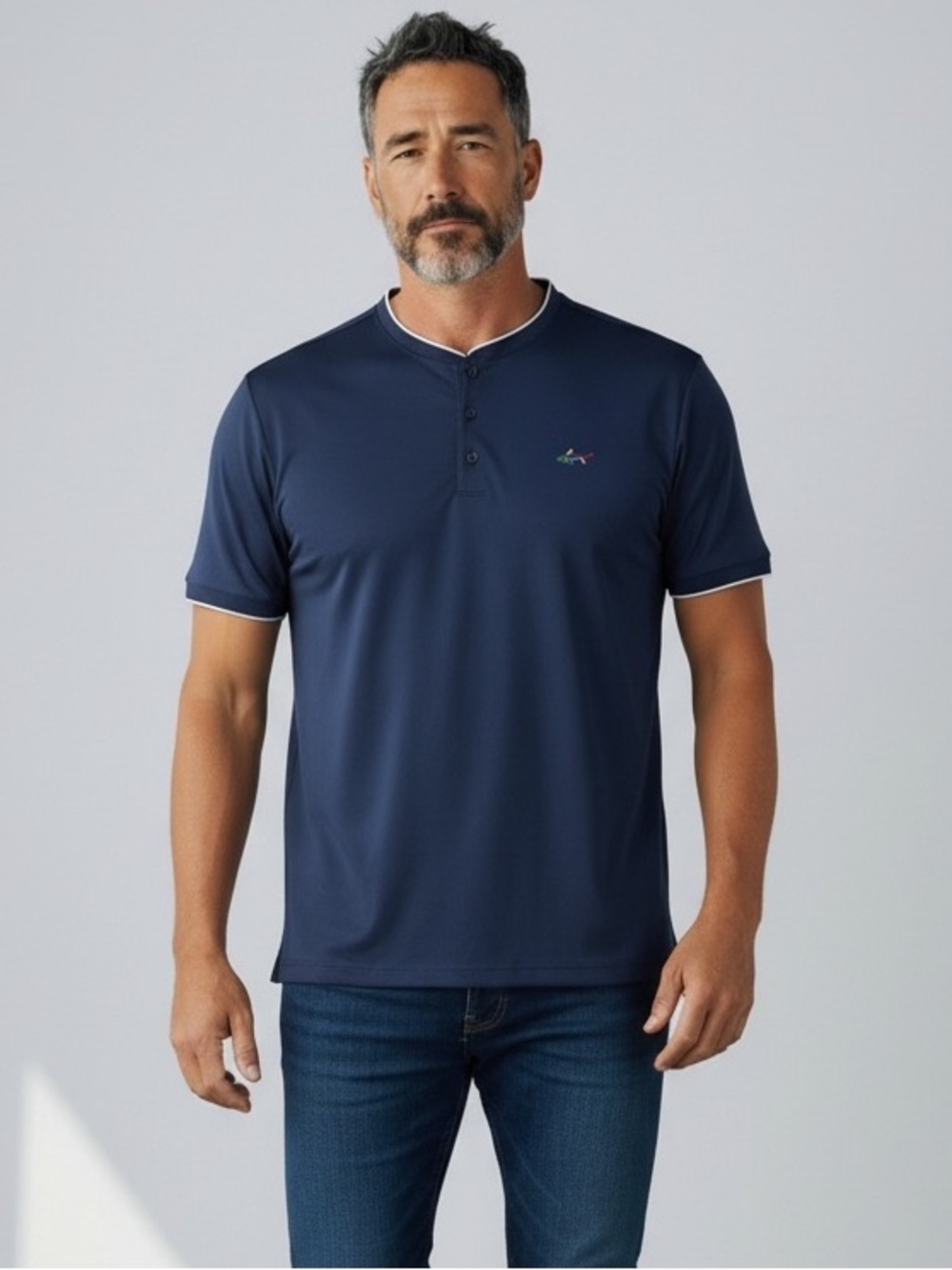 Greg Norman Play Dry Men’s Golf Shirt Size XL Navy Blue Short Sleeve Classic Y2K